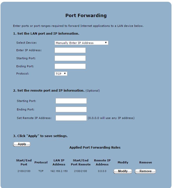 Router Port Forwarding